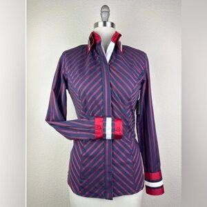 CR Ranchwear statement navy and red stripe Italian Cotton. NWT